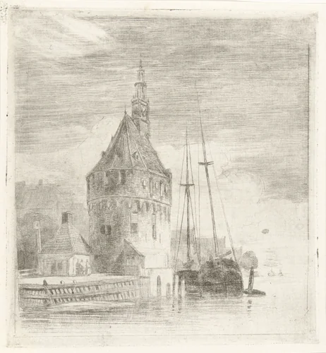 Toren aan het water by Lambertus Hardenberg, print, 1837-1900