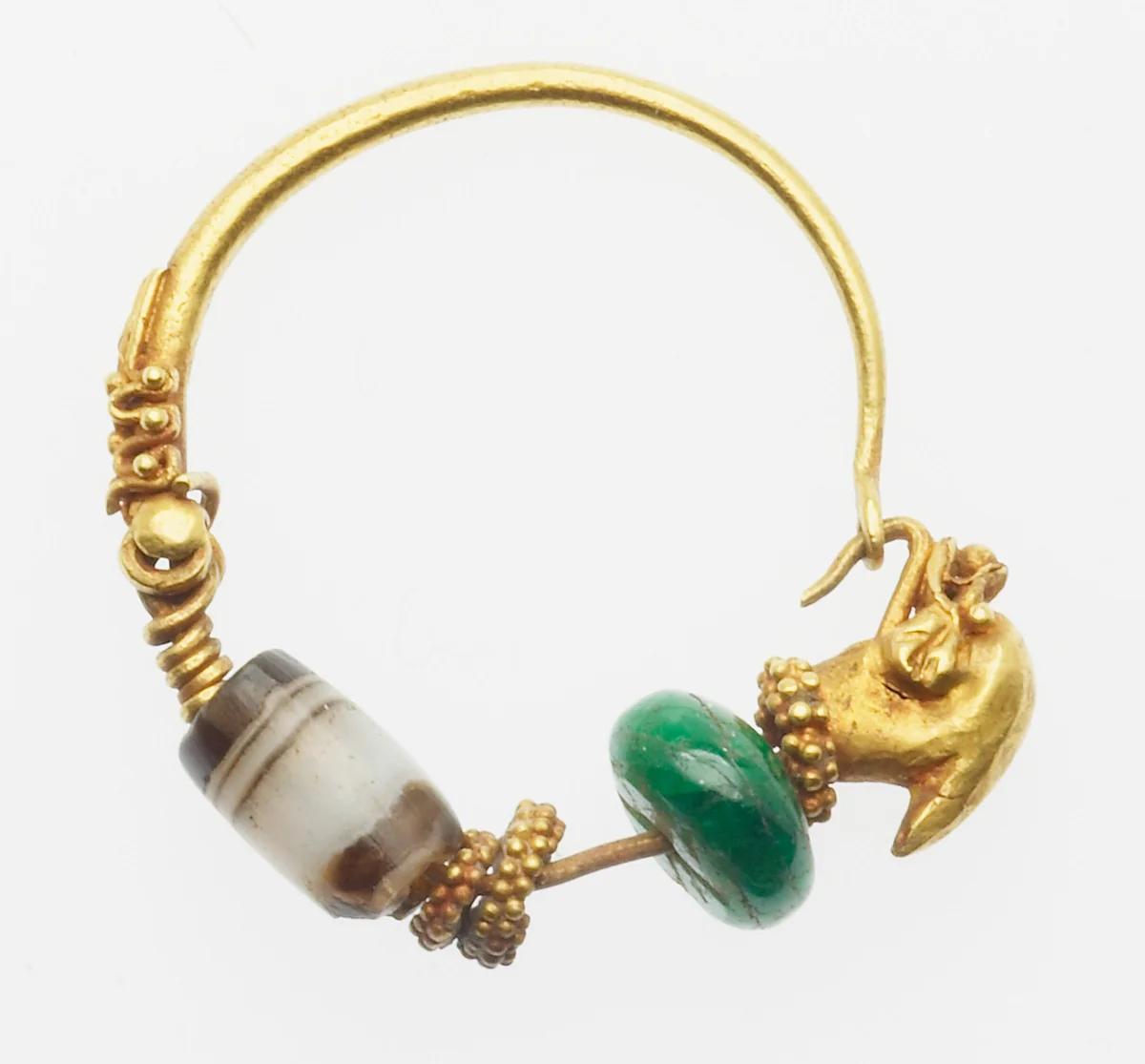 Earring with Dolphin Head Finial by Greek, Hellenistic, metalwork, -300--101