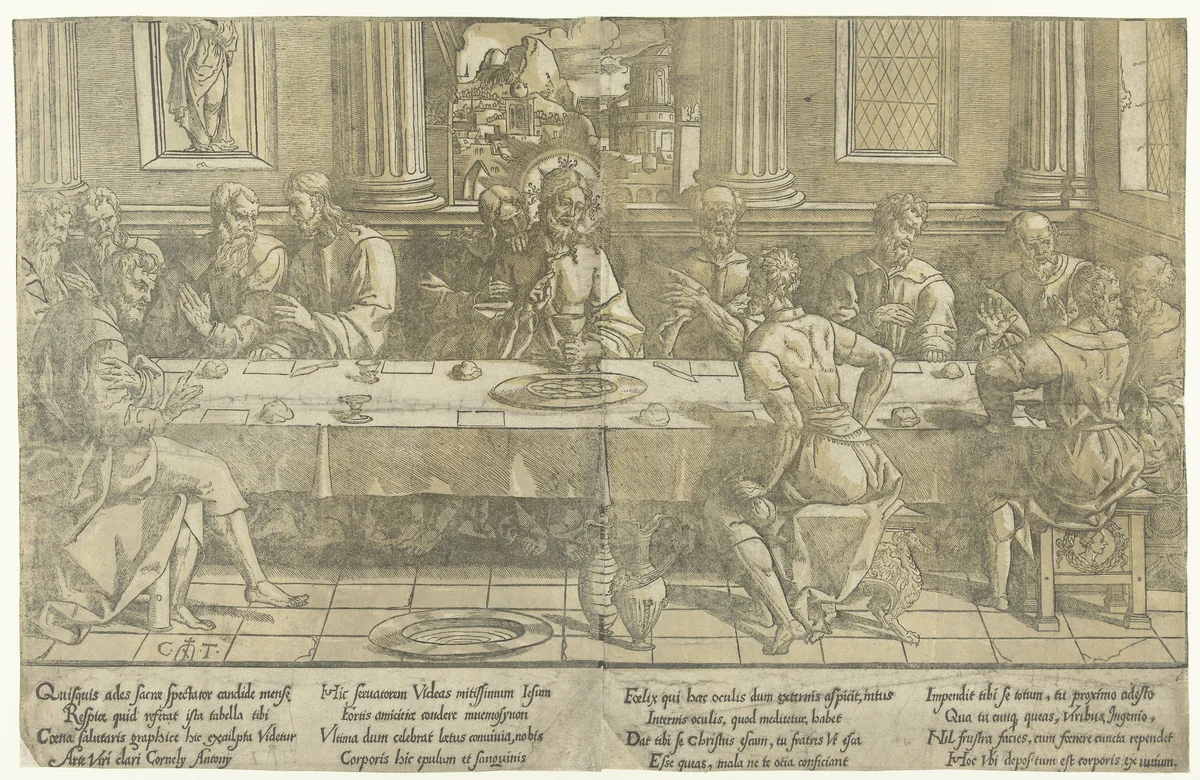 Het Laatste Avondmaal by anonymous, print, 1540-1550