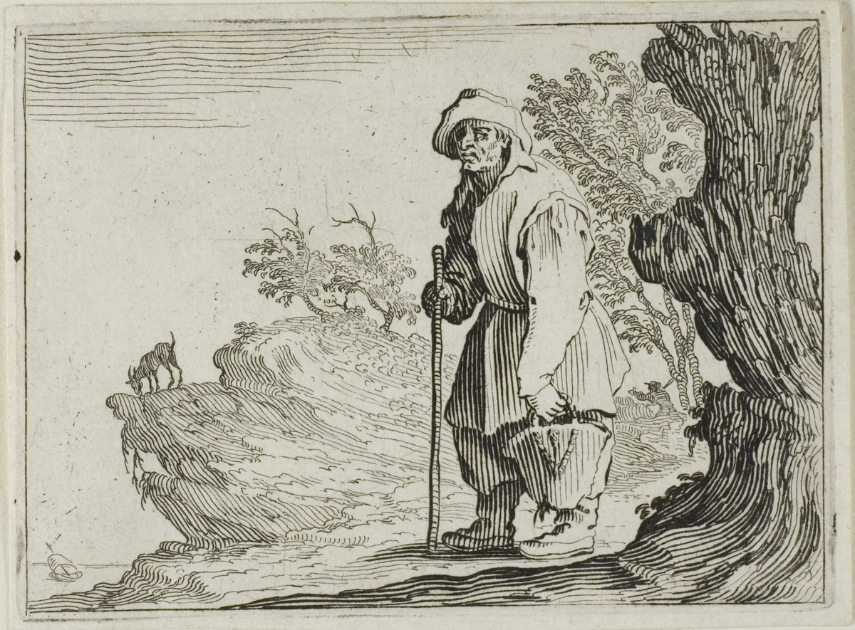 The Peasant Carrying his Bag, from The Caprices by Jacques Callot, print, 1617-1627