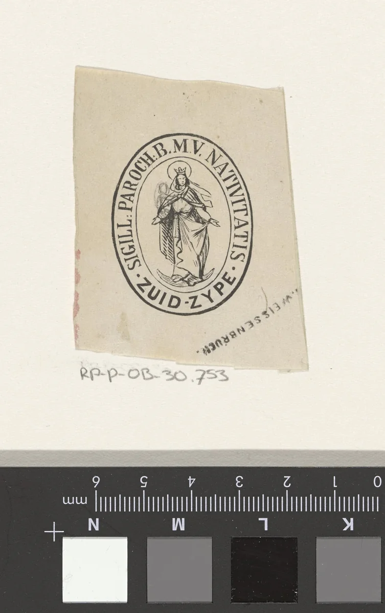 Vignet met een heilige in een ovaal by Isaac Weissenbruch, print, 1836-1912