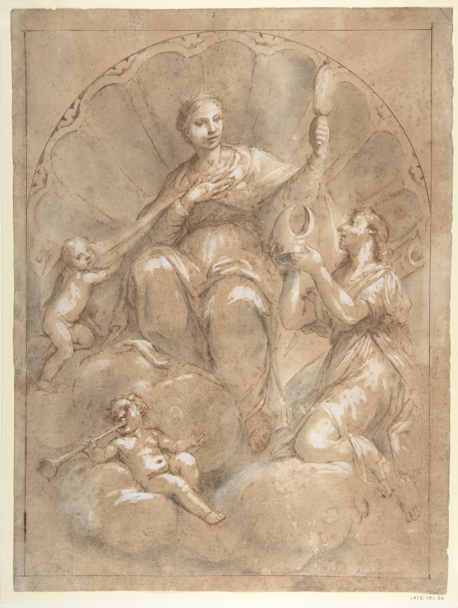 Allegorical Figure of Faith by Marcantonio Franceschini, drawing, 1648-1729