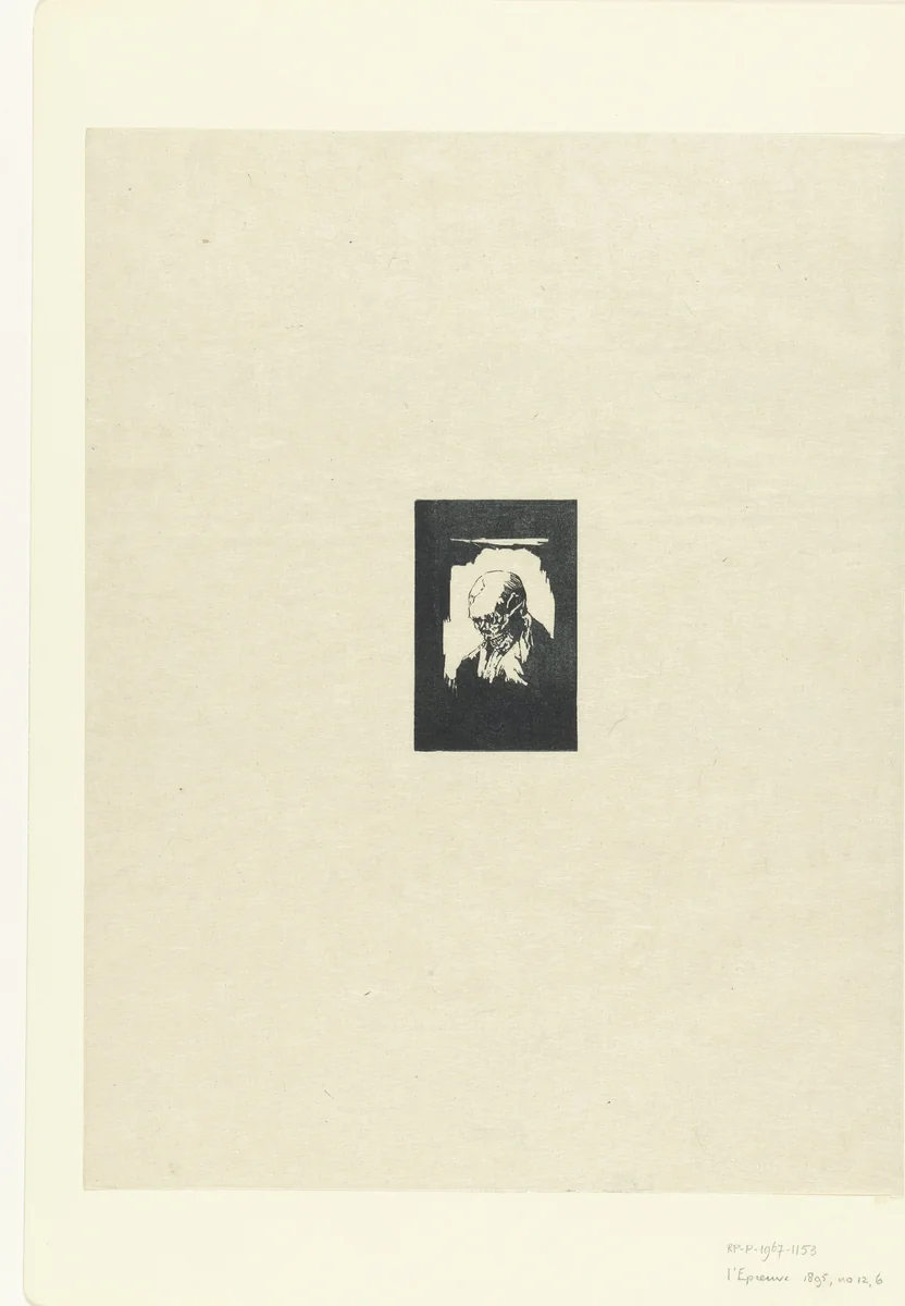 Dood als skelet met kleding aan by Maurice Delcourt, print, 1895