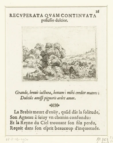 Een schaap roept haar lam by Jacques Callot, print, 1625-1629