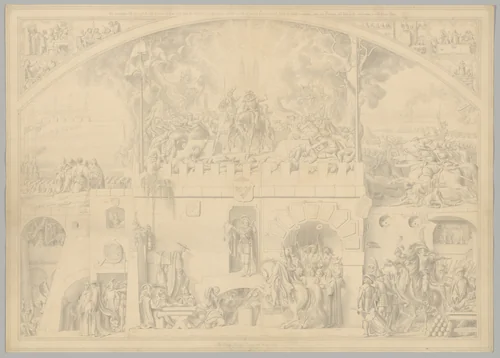 Preparatory Drawing for a Print Series on the History of Germany (Die Geschichte des deutschen Volkes in fünfzehn Bildern) by Carl Heinrich Hermann, drawing, 1851-1853