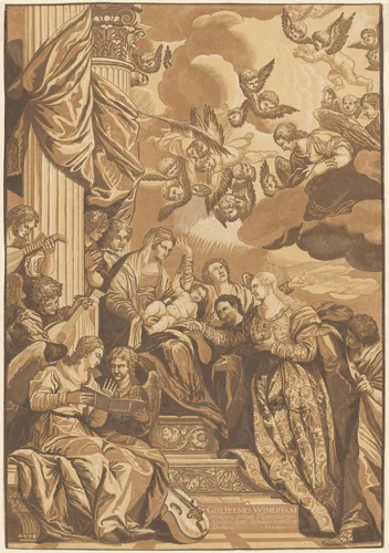 Mystic Marriage of St. Catherine by John Baptist Jackson, print, 1701-1780
