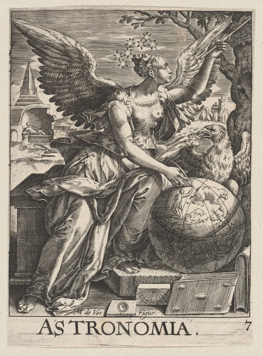 Astronomia, plate 7 from "The Seven Liberal Arts" by Paulus Fürst, print, 1623-1666