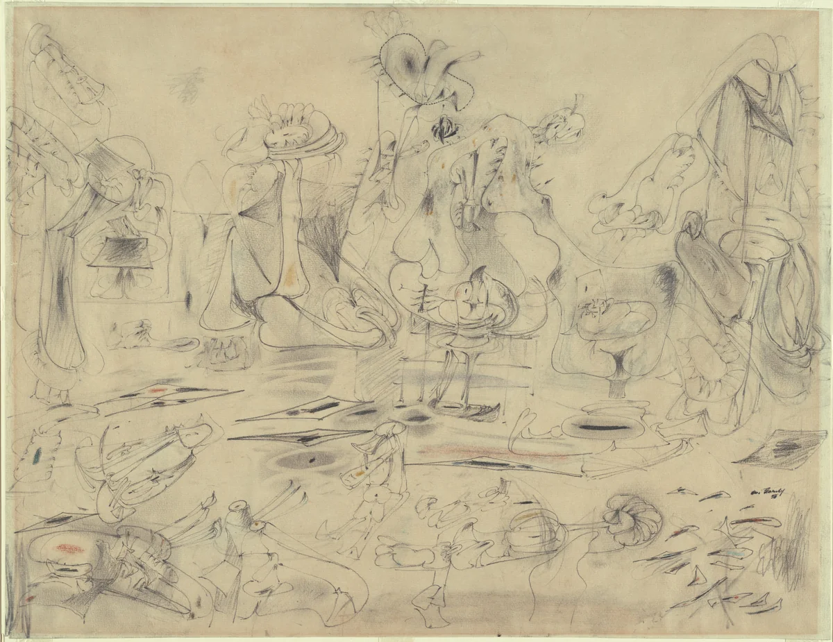 Study for Summation by Arshile Gorky, drawing, 1946