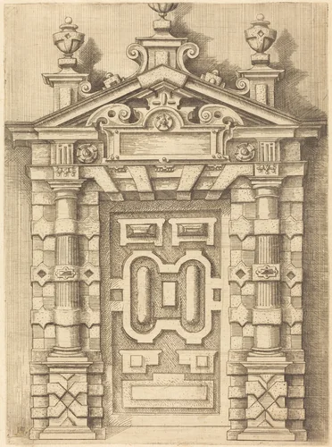 Pedimented Doorway by Wendel Dietterlin, print, 1594