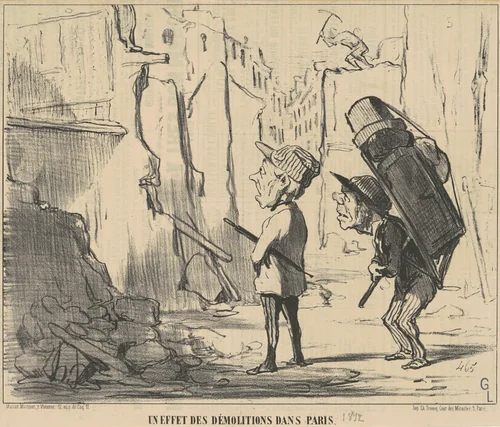 Un effet des démolitions dans Paris by Honoré Daumier, print, 1852