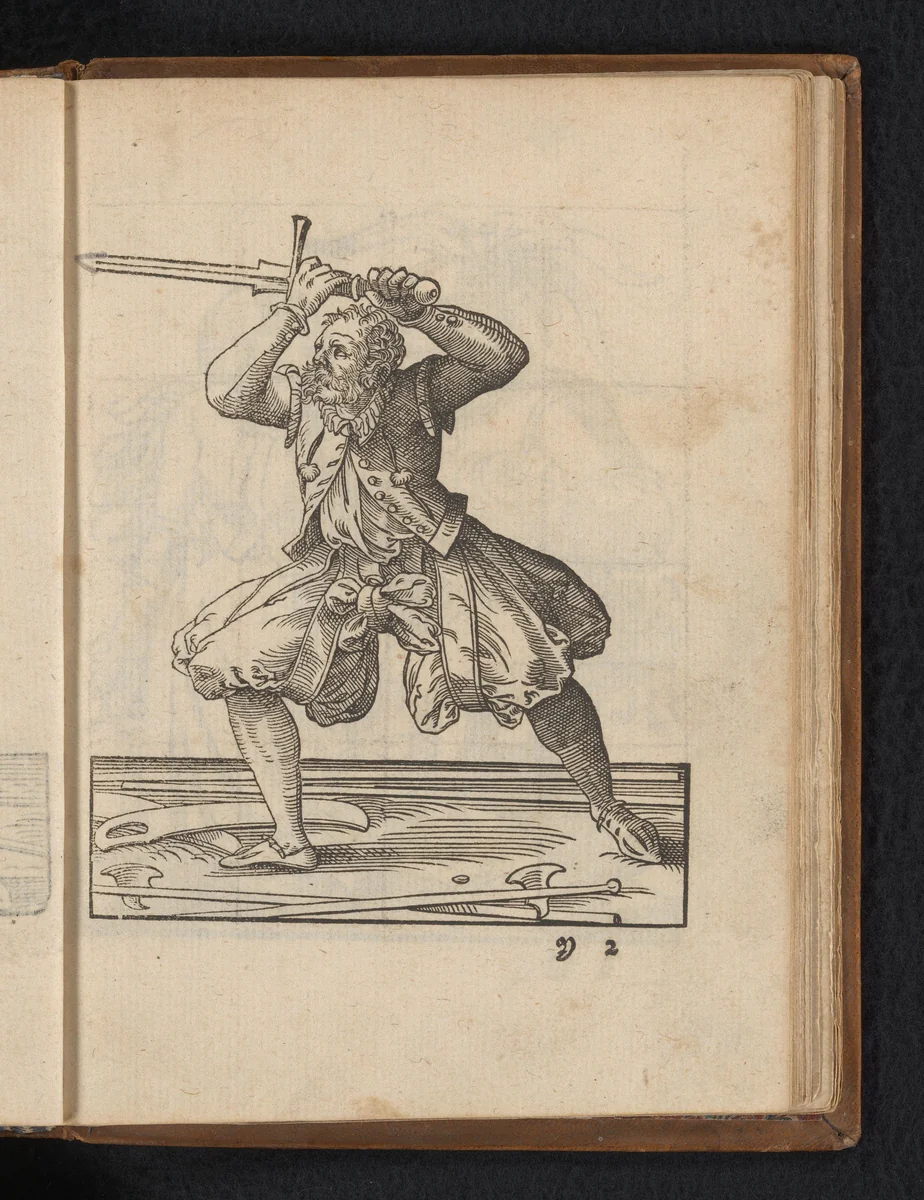 Wapenoefening met een tweehandig zwaard by Unknown, print, 1578