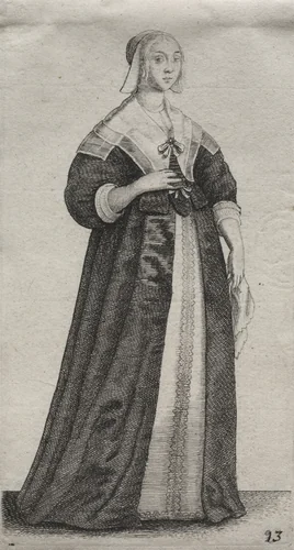 The Several Habits of English Women, from the Nobility to the Country Women as they are in these times: The Woman with a Handkerchief by Wenceslaus Hollar, print, 1639