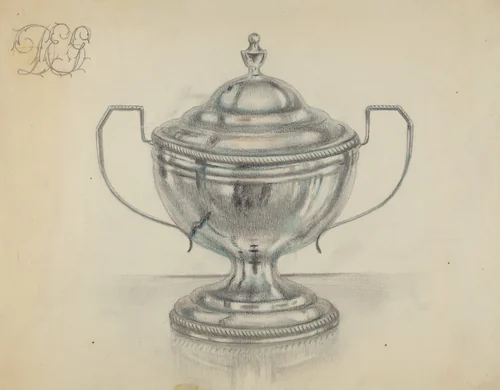 Silver Sugar Bowl by Herbert Russin, index of american design, 1936