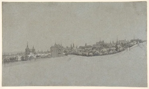 A View of Brussels from the South, with the Halle Gate at Center; verso: Landscape Sketch by Daniël Schellinks, drawing, 1647-1701