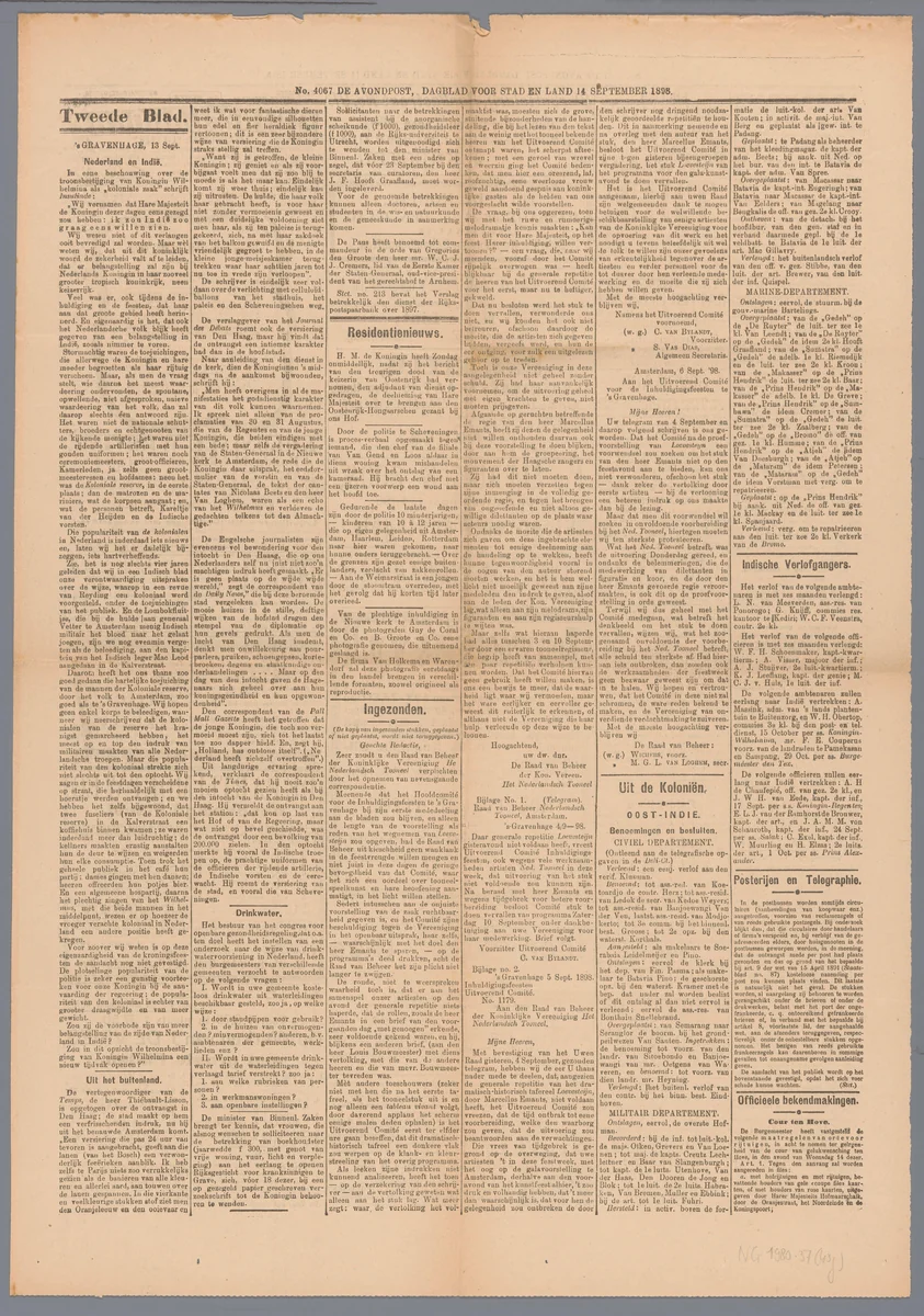 De Avondpost; dagblad voor stad en land by De Avondpost, other, 1898