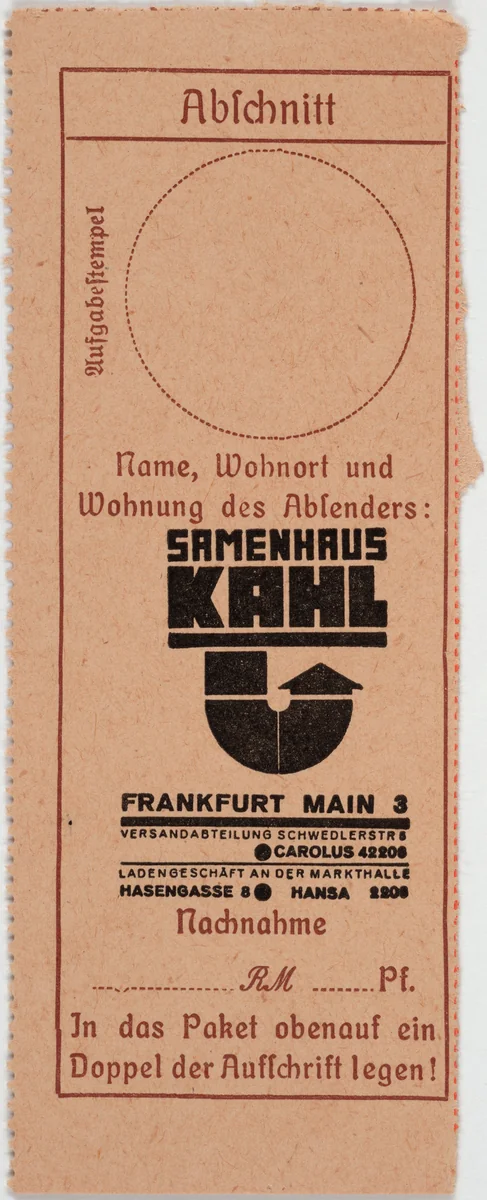 Samenhaus Kahl by Robert Michel, design, 1924