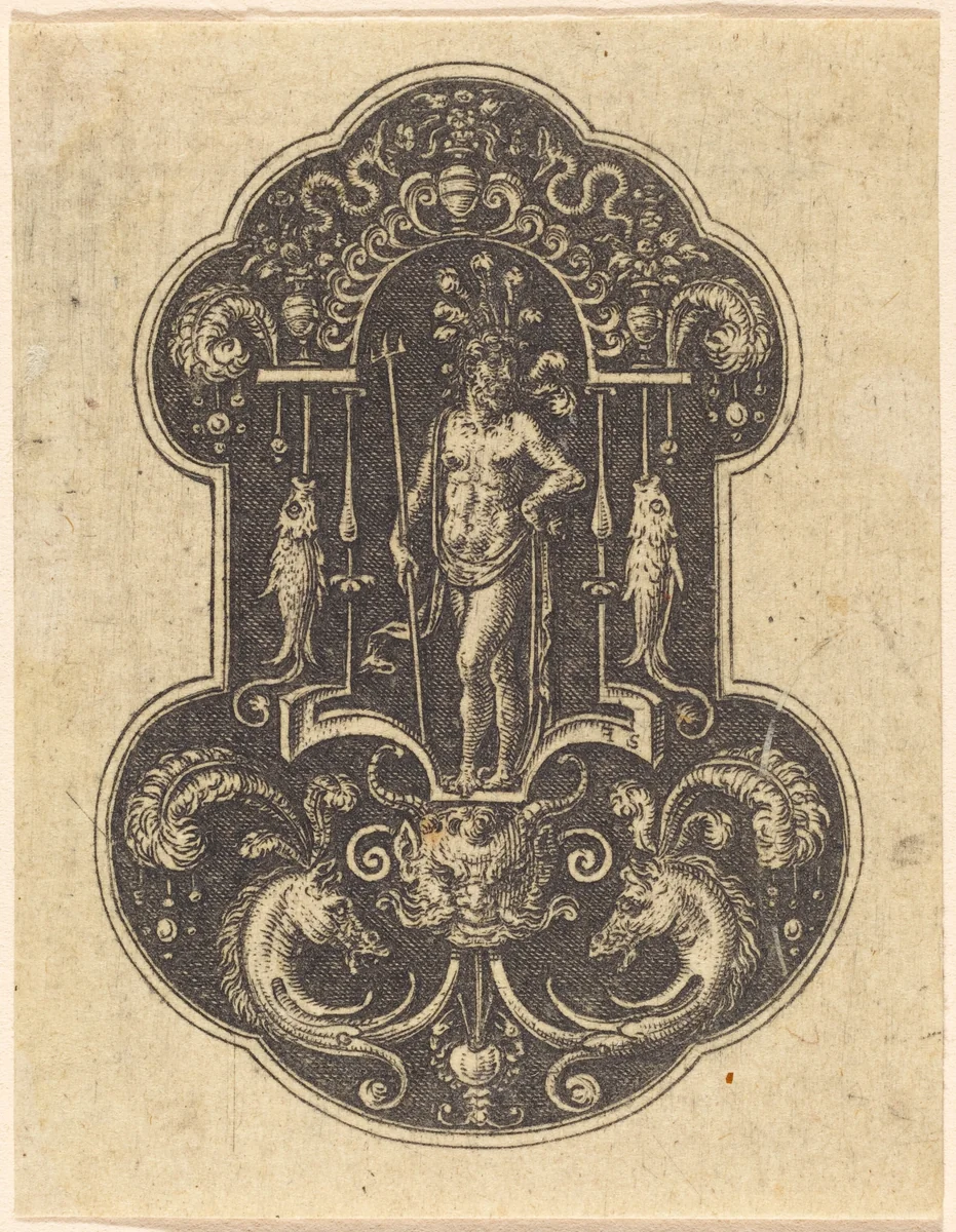 Neptune by Etienne Delaune, print, 1519-1583