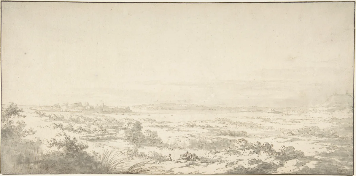 Distant View of Syracuse and its Harbor by Claude Louis Châtelet, drawing, 1765-1794
