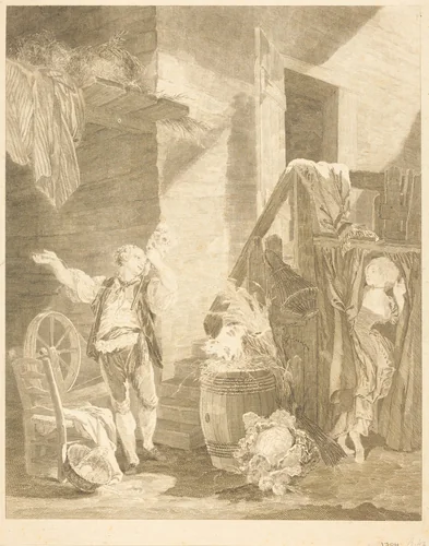 Rose et Colas by Jean-Baptiste Blaise Simonet; Pierre-Antoine Baudouin, print, 1742-1813