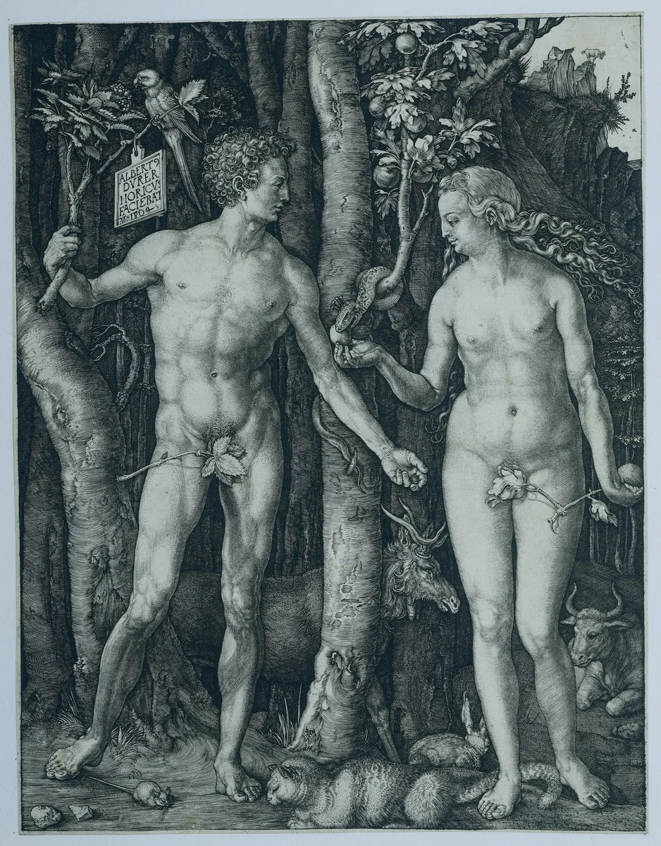 Adam en Eva by Unknown, print, 1504