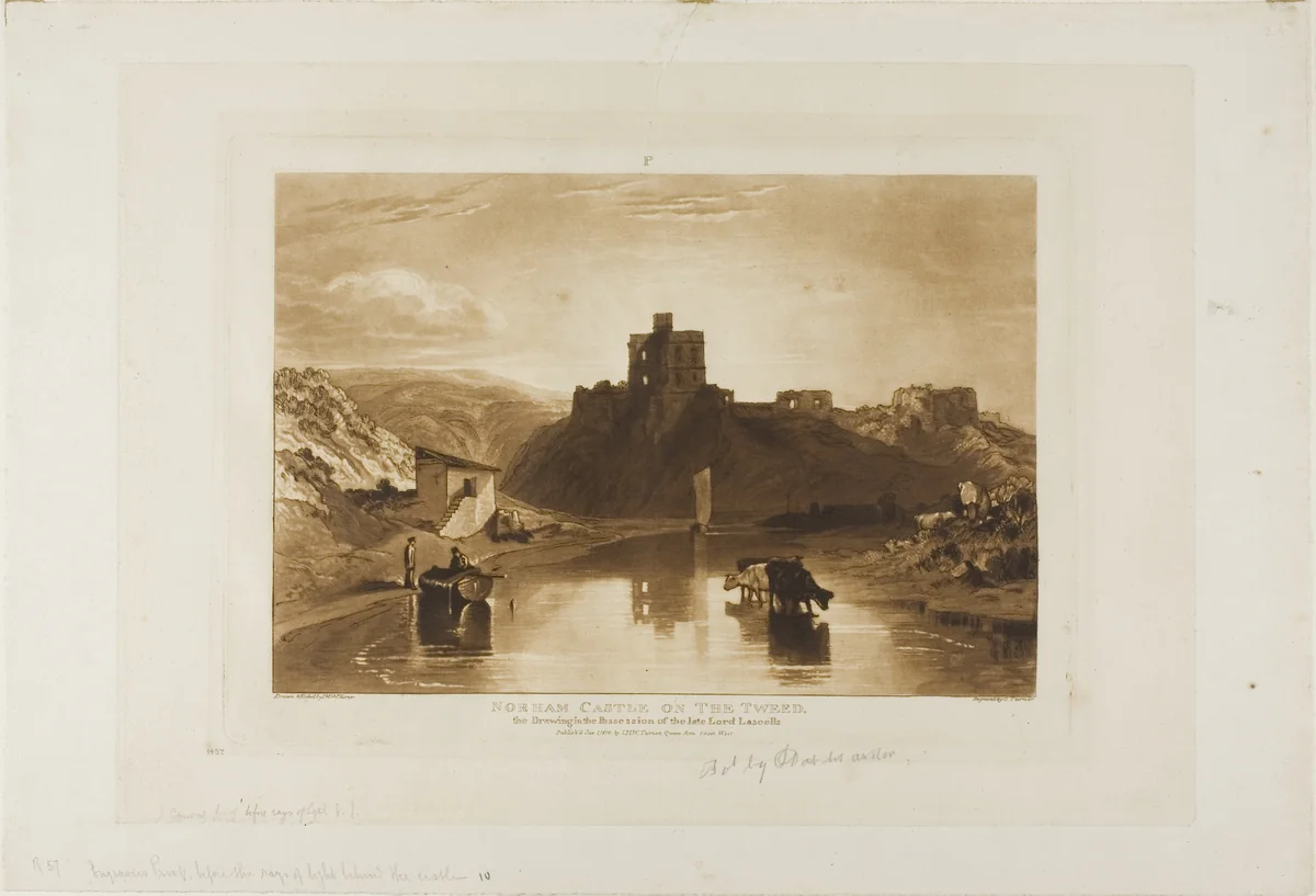 Norham Castle, plate 57 from Liber Studiorum by Joseph Mallord William Turner, print, 1816