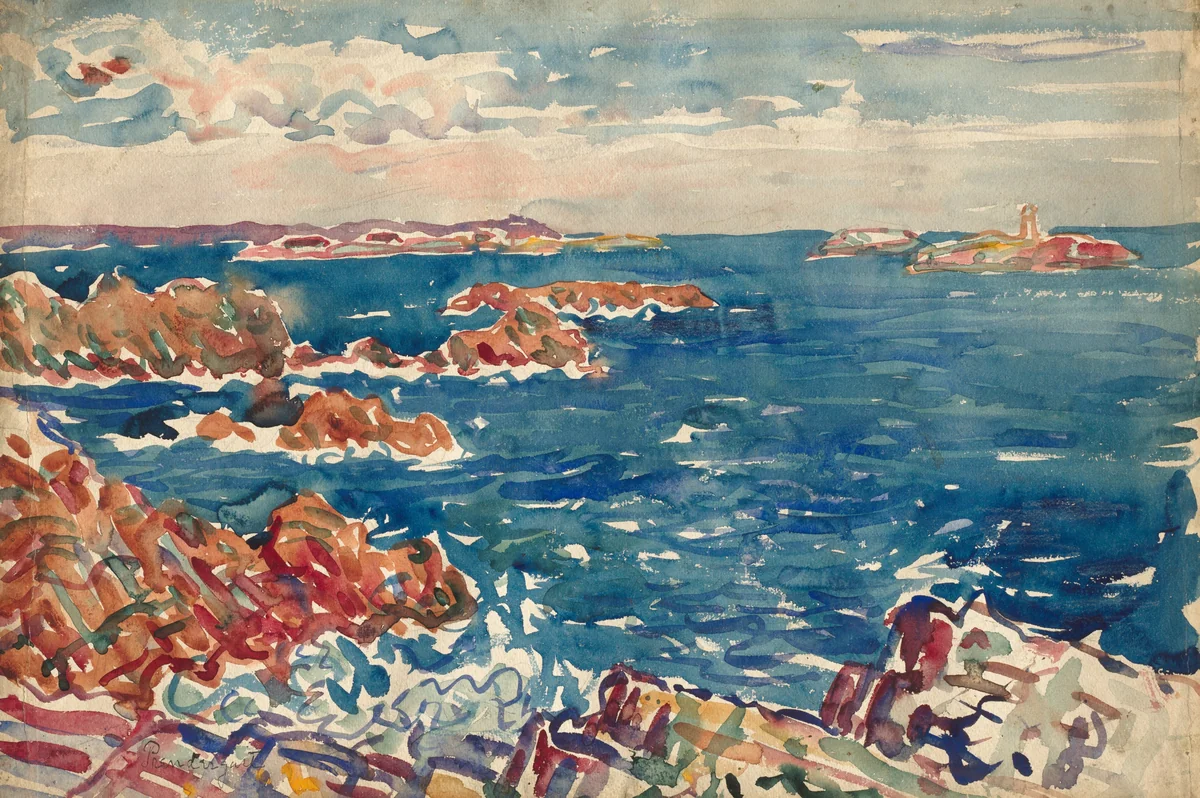 The Rocky Seashore by Maurice Prendergast, drawing, 1907-1910