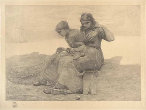 Mending the Tears by Winslow Homer, print, 1888