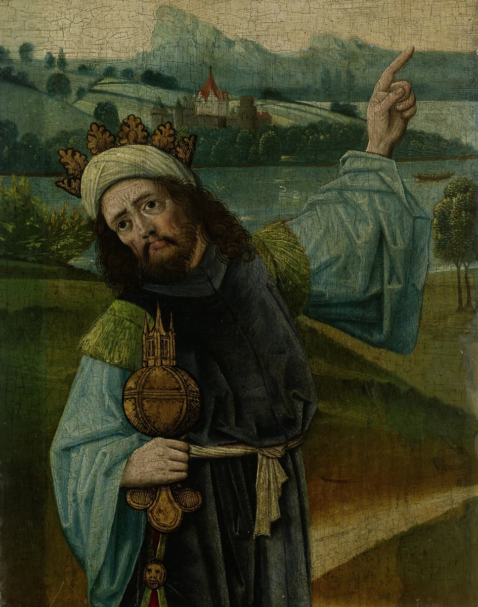 King Melchior, one of the Three Magi, Pointing at the Star, fragment from An Adoration of the Magi by anonymous, painting, 1480-1490