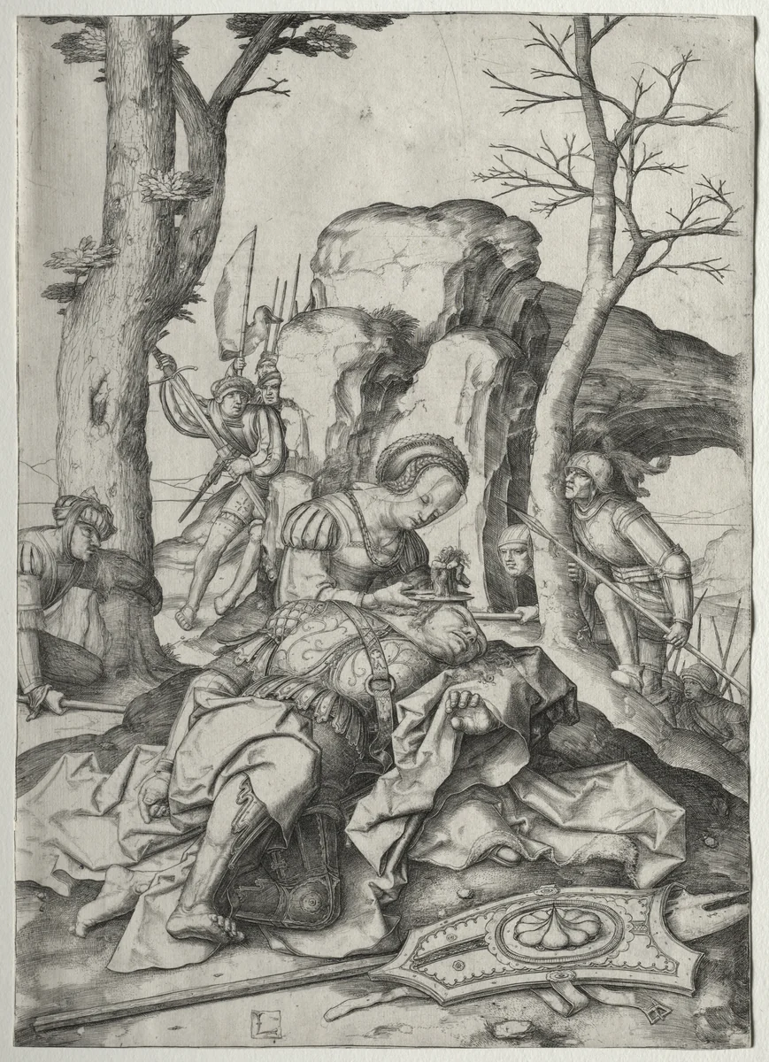 Samson and Delilah by Lucas van Leyden, print, 1502-1512
