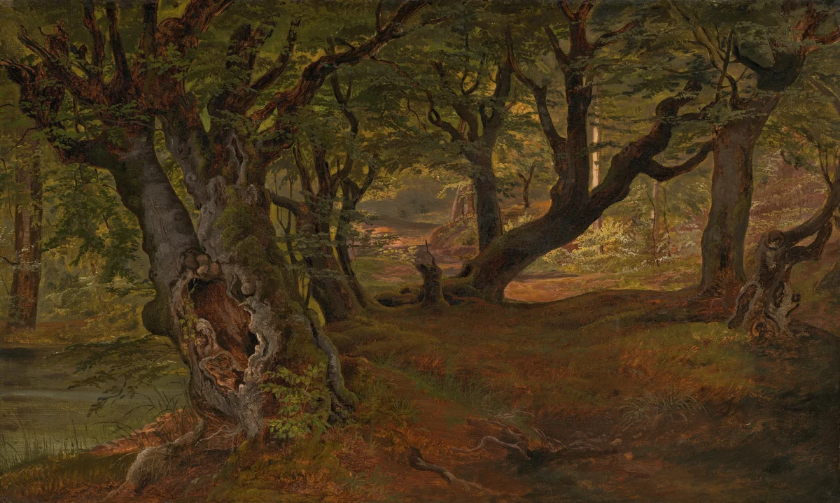 View of Bregentved Forest, Sjaeeland by Frederik Sødring, painting, 1832-1837