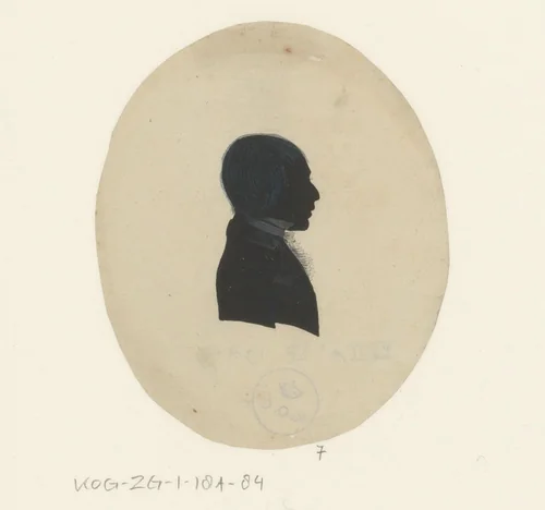 Silhouetportret van een onbekende man by anonymous, drawing, 1775-1849
