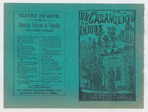 Cover for 'Un Casamiento de Indios', a wedding procession following a bride and groom by José Guadalupe Posada, print, 1885-1915