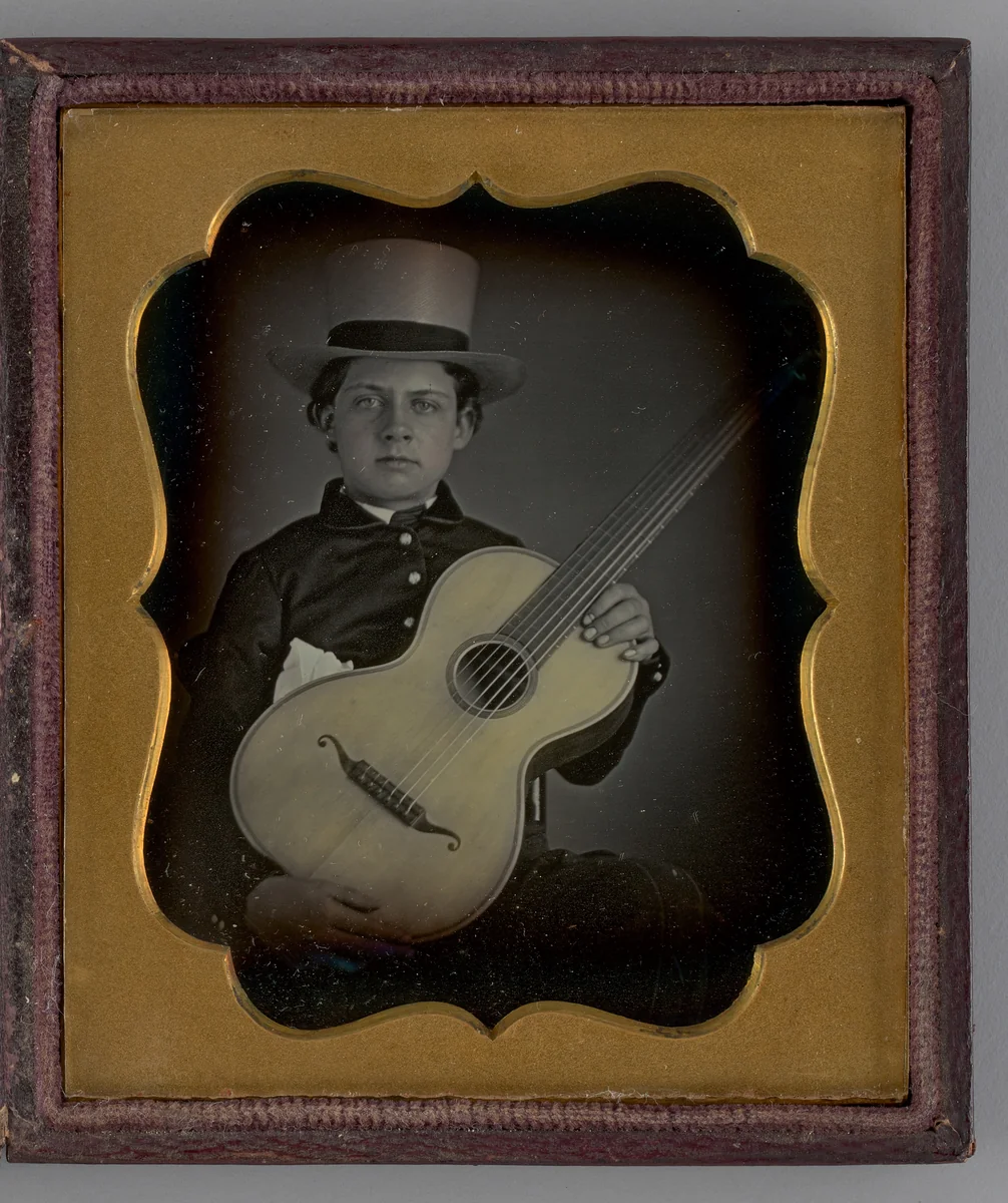 Untitled (Portrait of a Boy Holding a Guitar) by Unknown maker, other, 1848