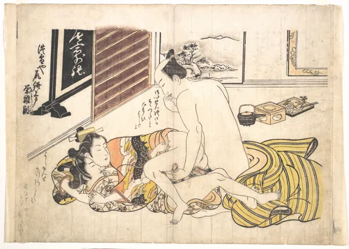 Bedroom Scene by Okumura Masanobu (奥村政信), print, 1729-1749