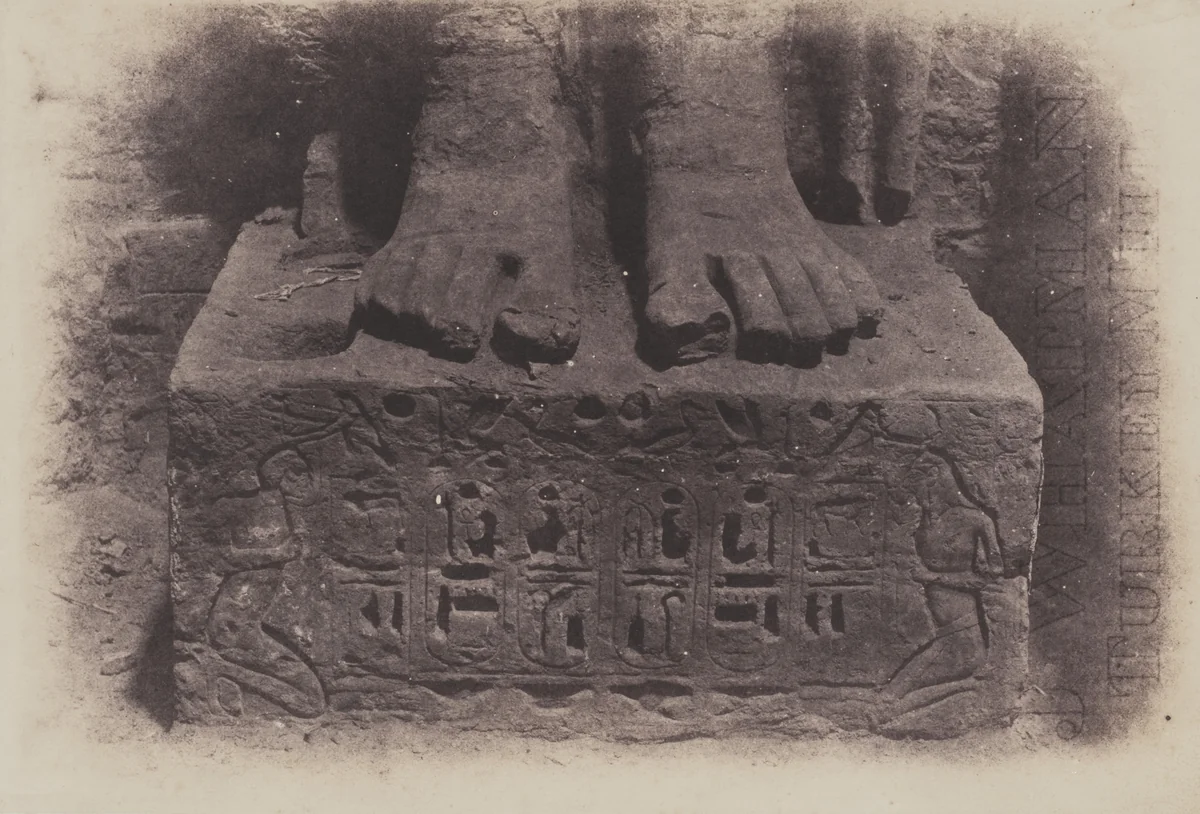 Feet of Ramses III, Medinet Habu by John B. Greene, photograph, 1854