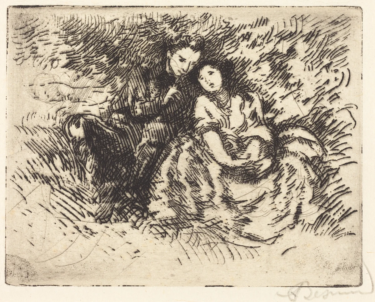 Amorous Conversation (Conversation amoreuse) by Albert Besnard, print, 1913