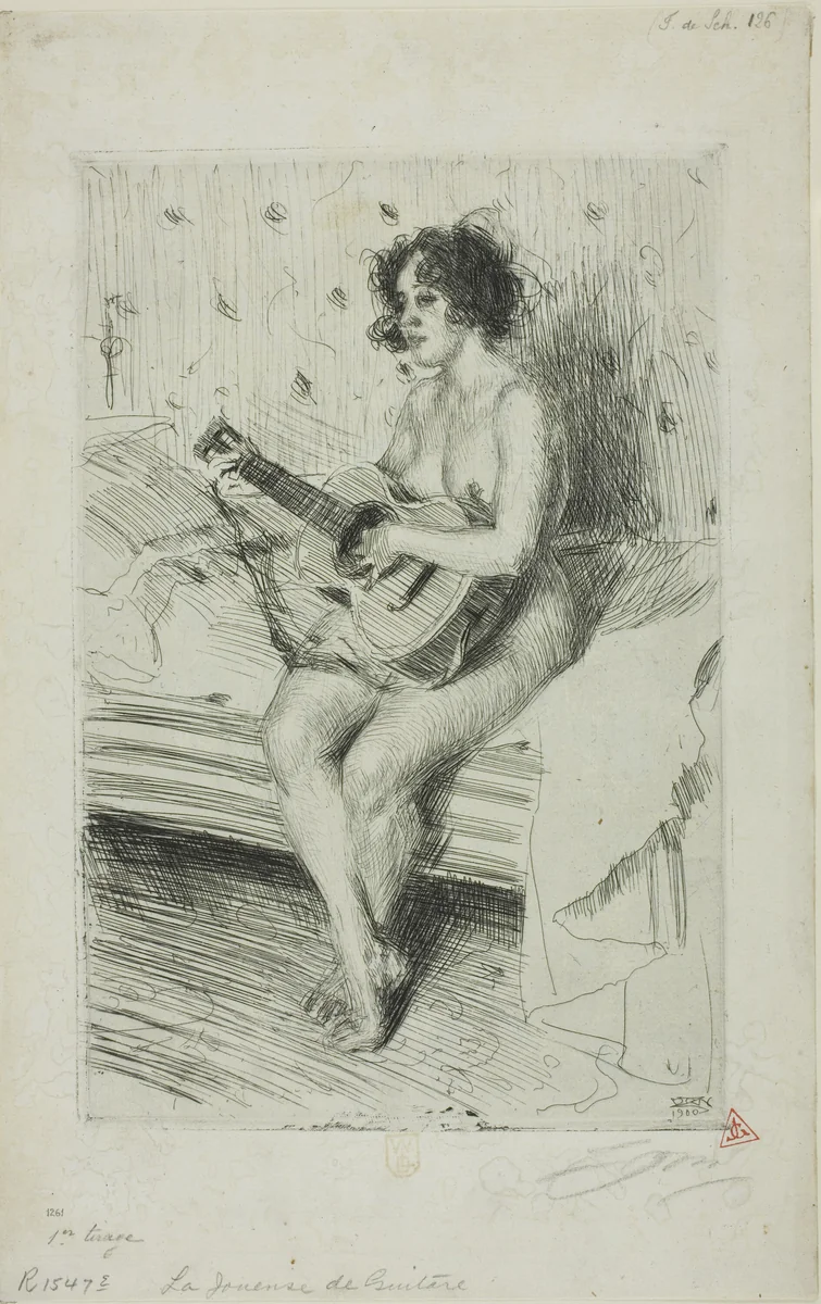 The Guitar-Player by Anders Zorn, print, 1900