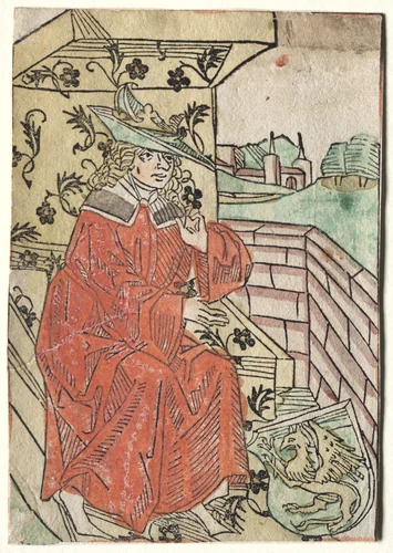 Hartlib's Alexander: Alexander Seated on Throne by Unknown, print, 1400-1500