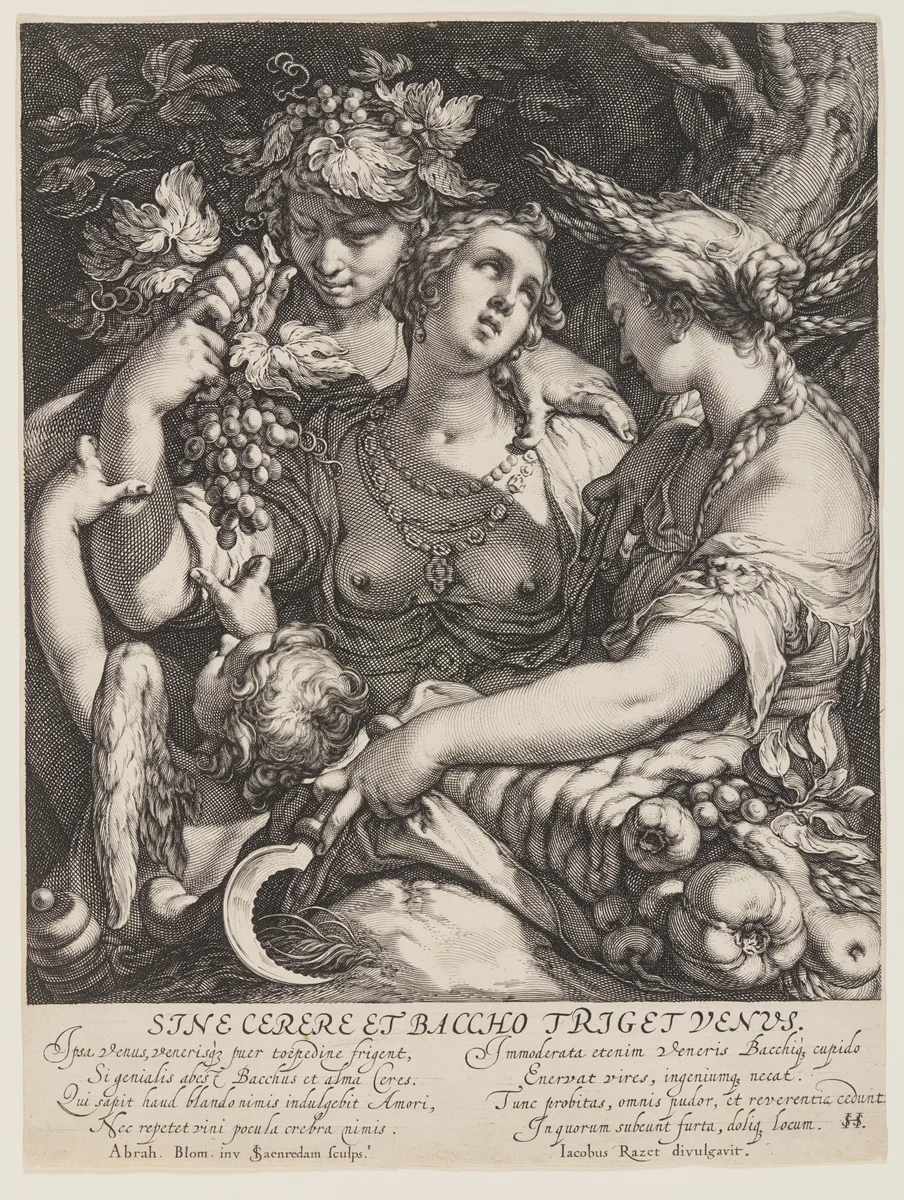 Sine Cerere et Baccho Friget Venus by Jan Saenredam, print, 1600