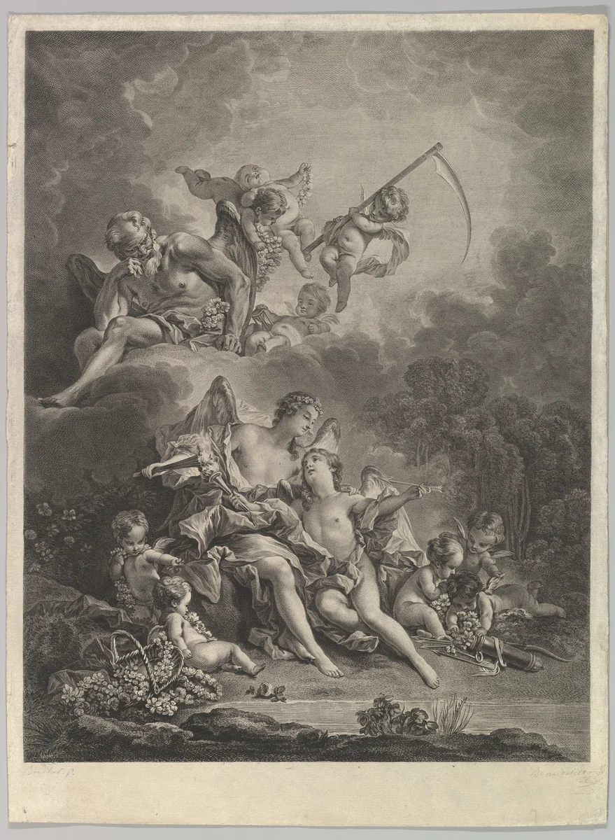 L'Hymen et l'Amour (Hymen and Cupid) by Jacques Firmin Beauvarlet, print, 1746-1797