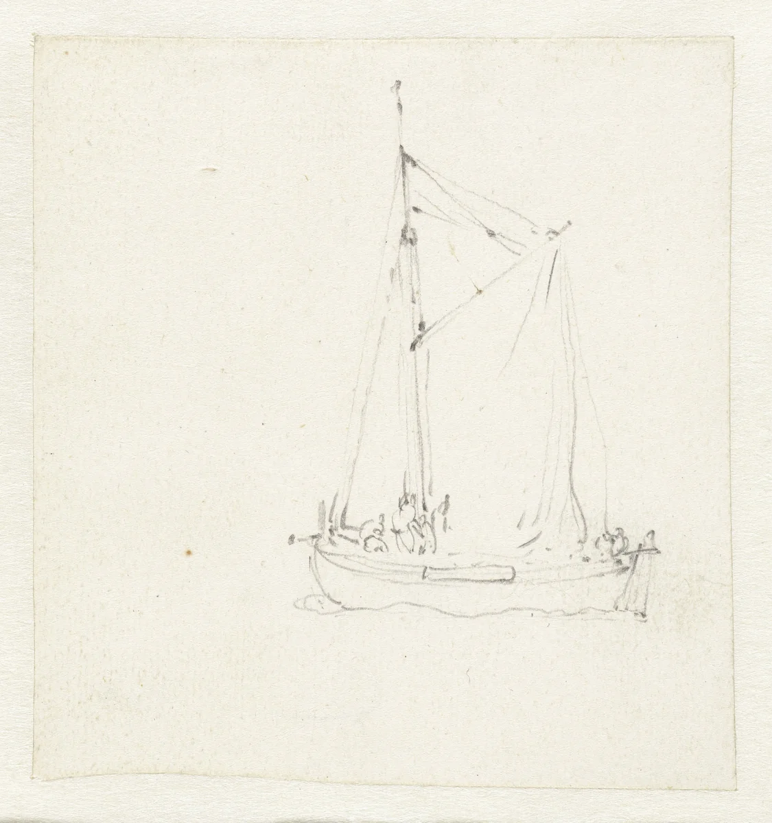 Vaartuigje by Willem van de Velde, drawing, 1643-1707