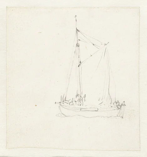 Vaartuigje by Willem van de Velde, drawing, 1643-1707