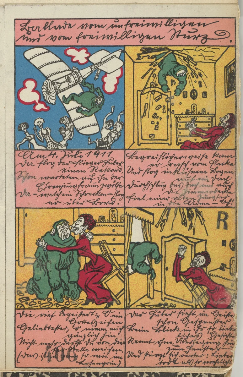 Ballad of the Involuntary and Voluntary Fall (Ballade vom unfreiwilligen und vom freiwilligen Sturz) by Moriz Jung, print, 1911