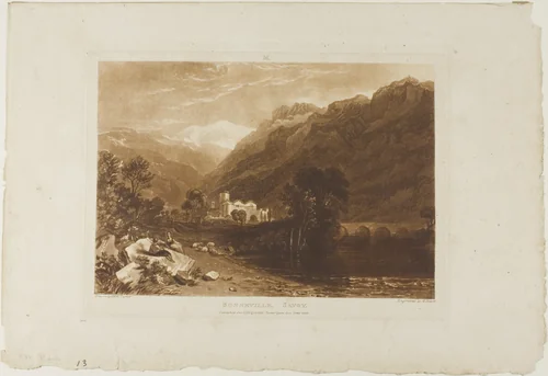 Bonneville, plate 64 from Liber Studiorum by Joseph Mallord William Turner, print, 1816