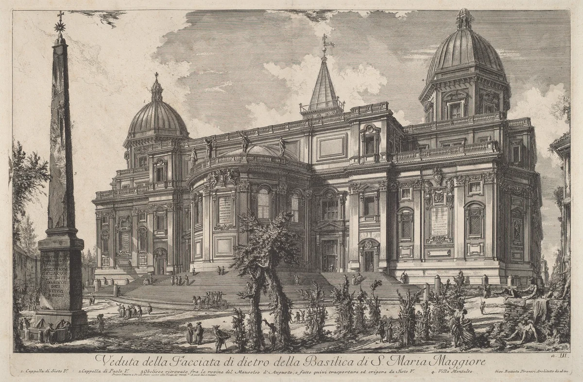 Veduta della facciata di dietro della Basilica di S. Maria Maggiore by Giovanni Battista Piranesi, print, 1720-1778