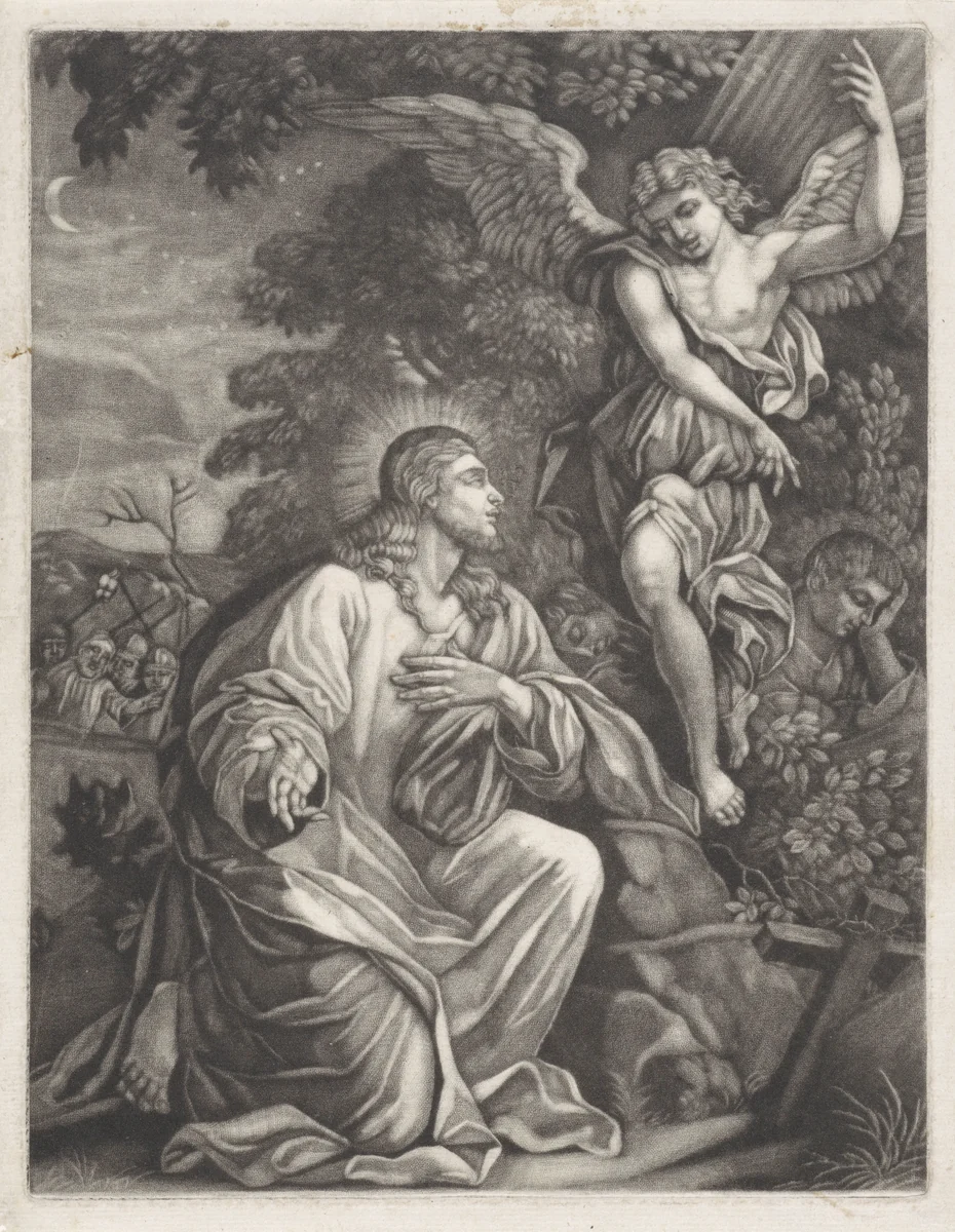 Christus in de hof van Getsemane by anonymous, print, 1650-1800