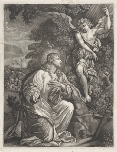 Christus in de hof van Getsemane by anonymous, print, 1650-1800