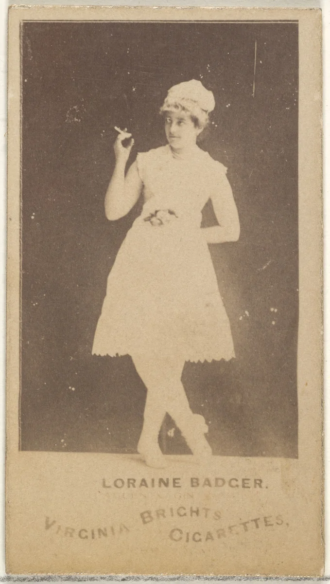 Loraine Badger, from the Actors and Actresses series (N45, Type 1) for Virginia Brights Cigarettes by Allen & Ginter, photograph, 1885-1891