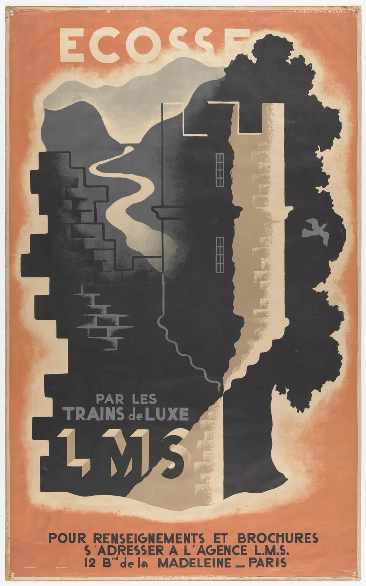 Ecosse, par les Trains de Luxe, LMS (Scotland by Luxury Train) by A. M. Cassandre, design, 1928