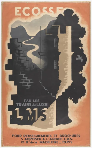 Ecosse, par les Trains de Luxe, LMS (Scotland by Luxury Train) by A. M. Cassandre, design, 1928